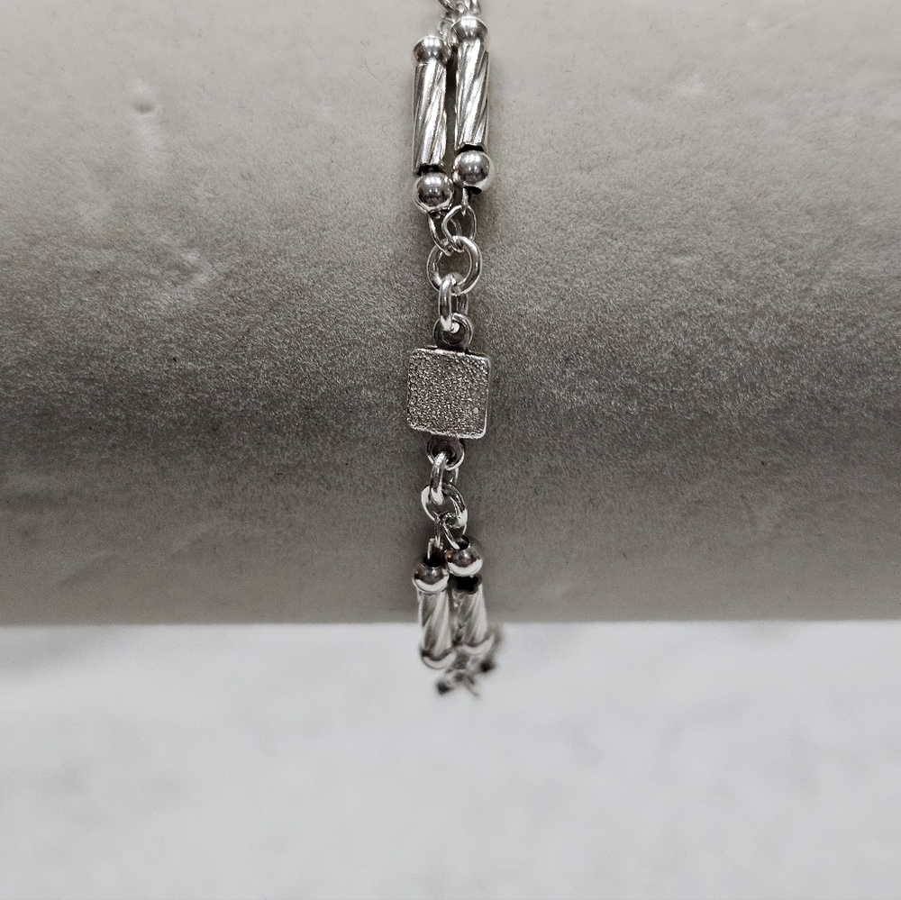 Italy 925 Silver Bead Station Bracelet Vintage - Picture 2 of 11